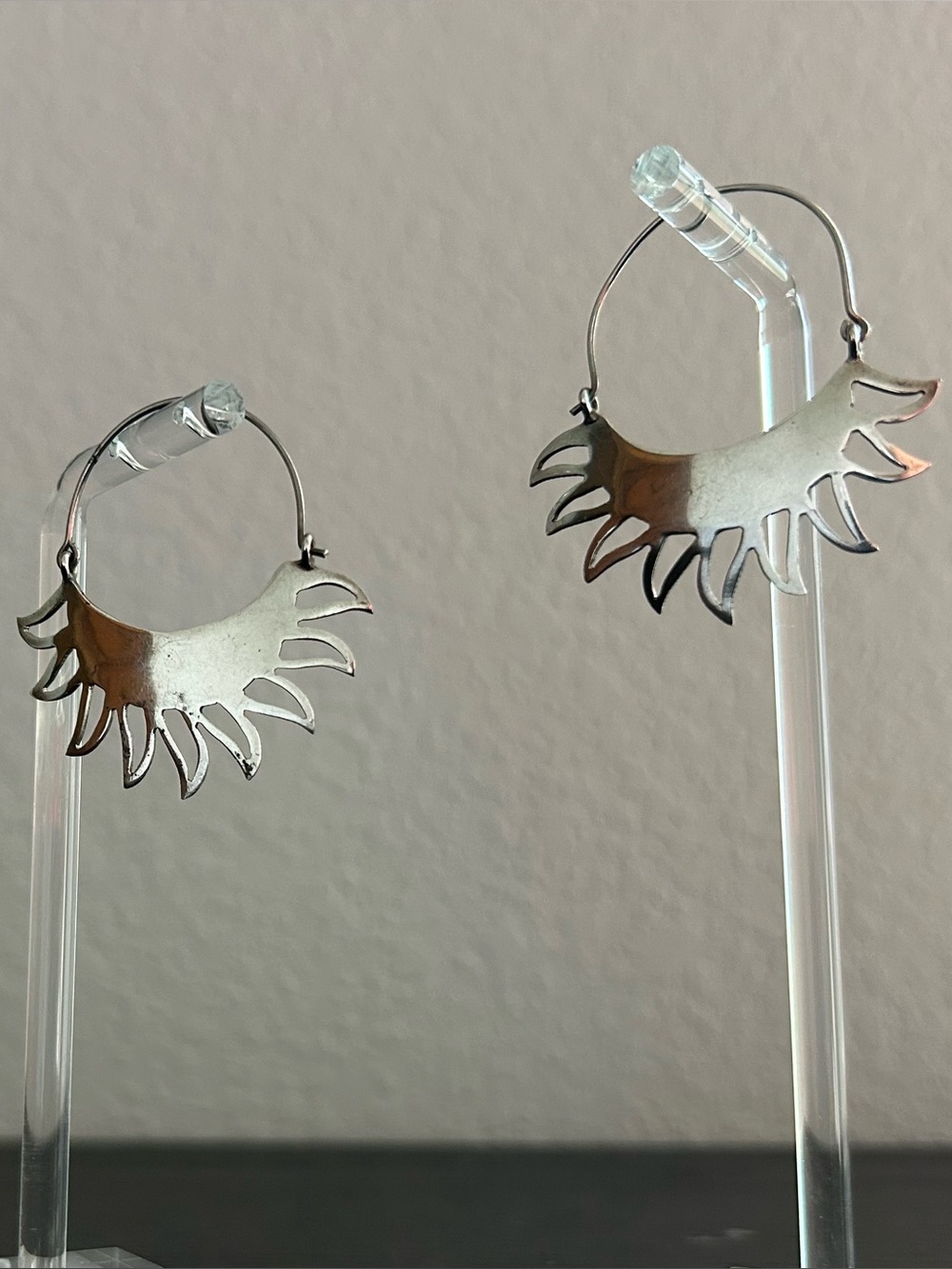 2” Sterling Silver Sunburst Hoop Earrings – Boho Statement Earrings - Vintage